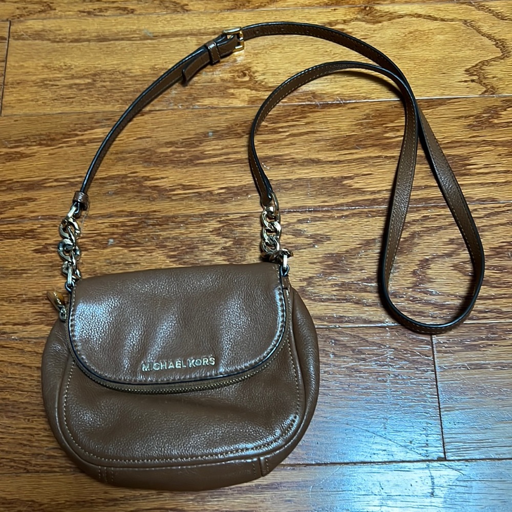 Michael Kors brown leather crossbody purse